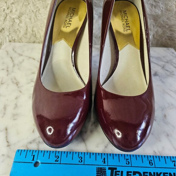 Michael Kors Women's Stilettos Burgundy Leather High Heels Pumps Shoes - Picture 2 of 9